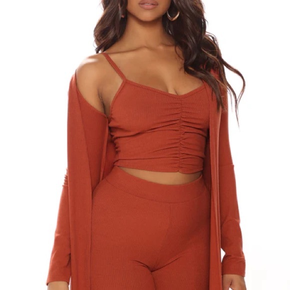 Rust Orange Ribbed Knit Set - Picture 1 of 3